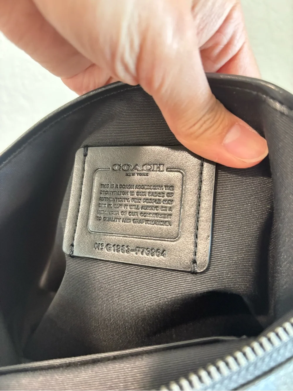 COACH Black and Gray Check Tablet Travel Pouch